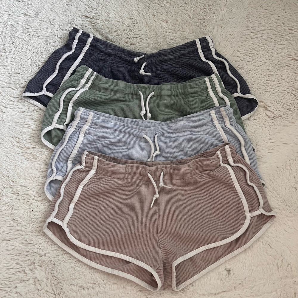 Primark Women's Athletic Shorts Bundle 4 - Navy, Green, Light Blue, Tan